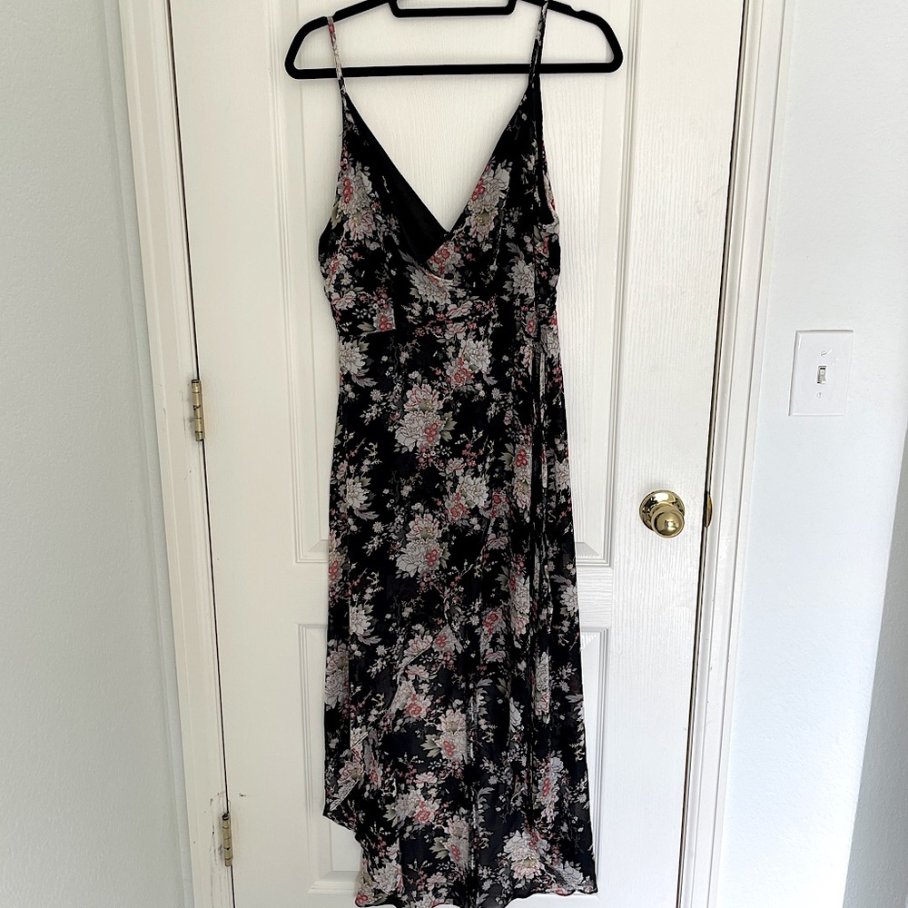 Whyte Eyelash Floral high low wrap dress